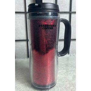Starbucks 2008 Red Sparkle Handled Tumbler